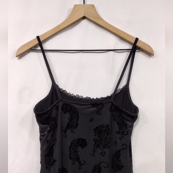 Divided H&M Velvet Tiger Print Bodycon Mini Dress Women's M Black Romantic - Picture 6 of 8